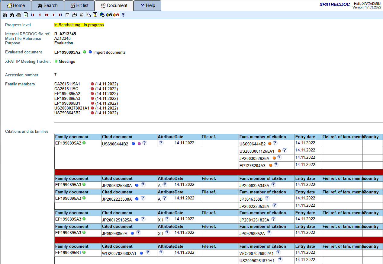 Screenshot XPAT<sup>®</sup> RecDoc document evaluation Screenshot XPAT<sup>®</sup> RecDoc document evaluation