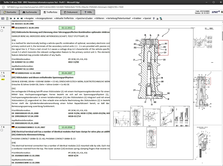 XPAT Screenshot Trefferliste